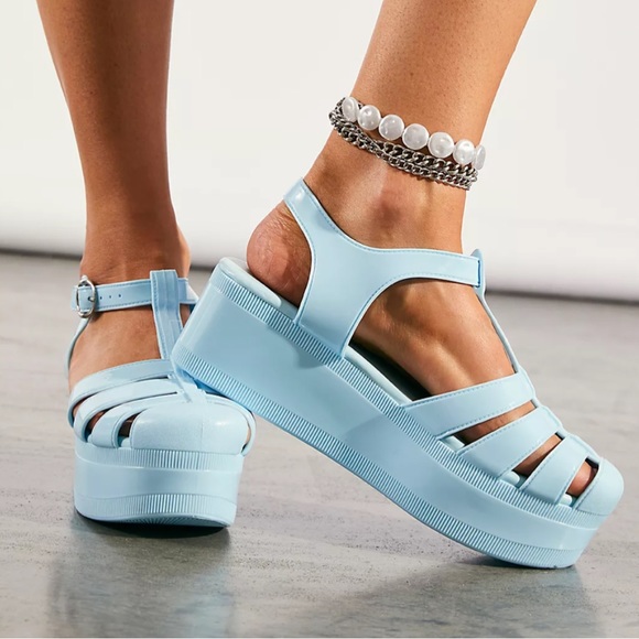 Jeffrey Campbell Shoes - Jeffrey Campbell Candied Platform Sandal - Shiny Blue